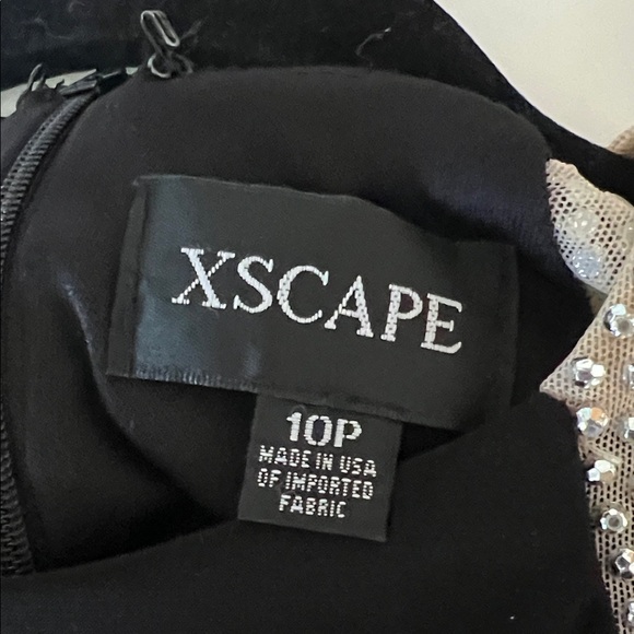 Xscape Black Maxi Gown with Rhinestone Studded Sleeves - Picture 7 of 9